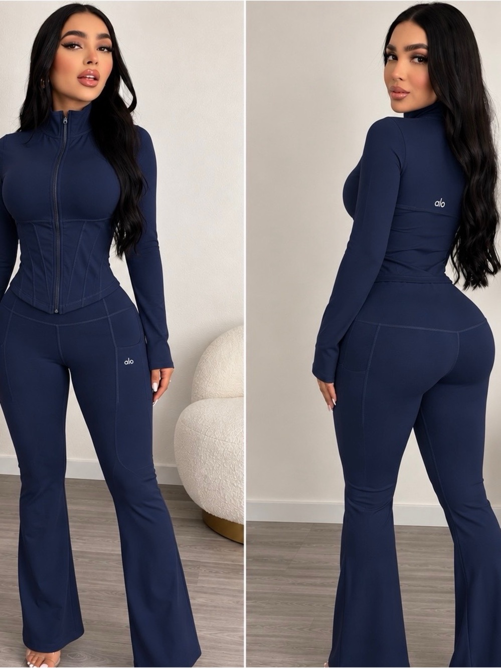 ALO Yoga Navy Flare High-Rise Active Pants